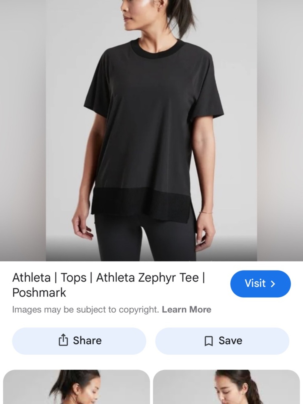 Athleta Black Short Sleeve Zephyr Tee with Hem Detail